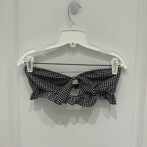 Gingham Strapless ruffle bikini top